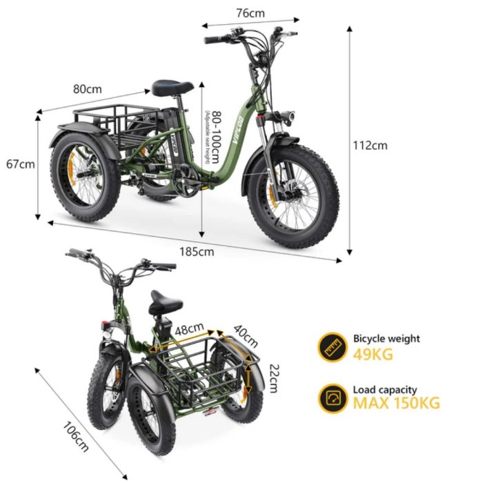 【KuKirin vipcoo ET1】750W Electric Tricycle - Image 8